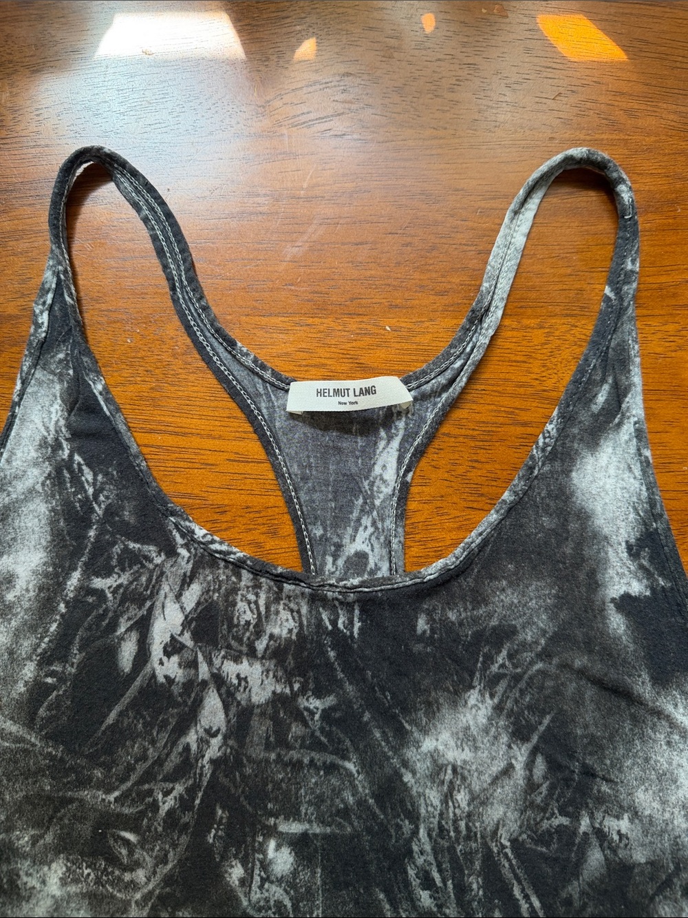 Helmut Lang Black & White Marble-Print Tank - Picture 6 of 9